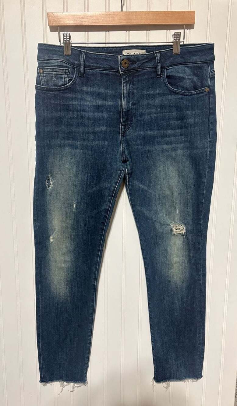 DL1961 Margaux Instasculpt Ankle Skinny Jeans in Distressed Medium Wash Size 32